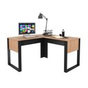 Ver imagem 4 de Mesa de Canto para Escritório em L 136cm Amendoa/Preto ME4181 - Tecno Mobili