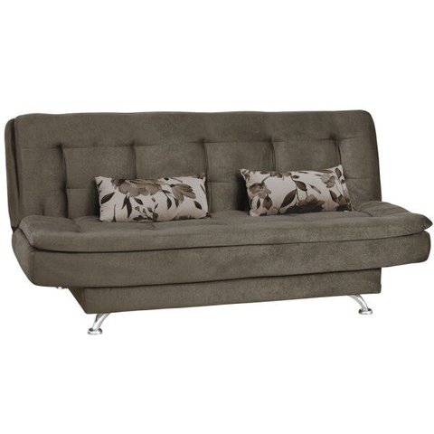 Sofá Cama Reclinável 3 Lugares Salomé 182cm Suede Pena Marrom - Vee Decor