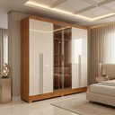 Ver imagem 2 de Guarda Roupas Casal 6 Portas Reflecta com LED 4 Gavetas Mavie