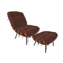 Ver imagem 1 de Poltrona com Puff Costela Vallisa Decor - Marrom