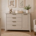Ver imagem 1 de Comoda para Quarto Infantil 4 Gavetas Porta com Cabideiro Theo Bege/Areia/Capuccino