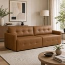 Ver imagem 1 de Sofá 4 Lugares para Sala de Estar Living 270cm Belluno L06 Couro Amêndoa - Lyam Decor