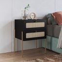 Ver imagem 2 de Mesa de Cabeceira com 2 Gavetas Pé Metal Arlo A10 Nero/dourado - Mpozenato
