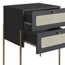 Ver mais imagens de Mesa de Cabeceira com 2 Gavetas Pé Metal Arlo A10 Nero/dourado - Mpozenato