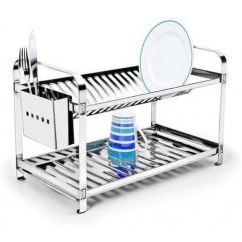 Escorredor Louças 20 Pratos Porta Talher em Aço Inox