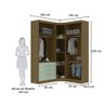 Guarda Roupas Modulado de Canto Diagonal 3 Peças com 5 Portas e 4 Gavetas Paris Luciane Móveis - 4