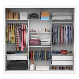 Guarda-Roupa Casal Clarice 3 Portas 3 Gavetas com Espelho Branco - - 3