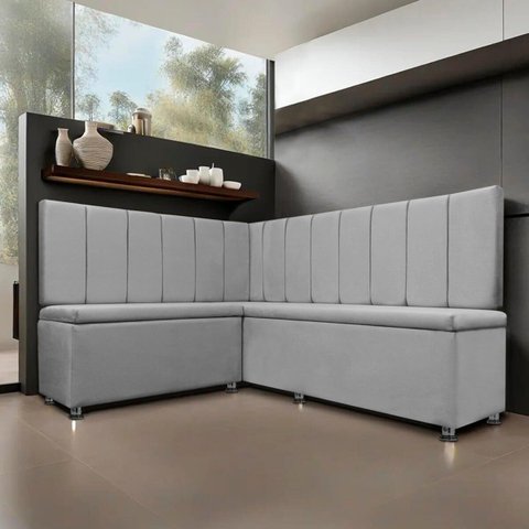 Canto Alemão 4 Lugares para Lanchonete 1,25x1,60m Liso Cinza Claro Sofa Store