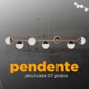 Ver imagem 2 de Pendente Lustre de Teto Jabuticaba de Alumínio Bronze com 7 Globos Vidros Fosco Decoração Casa