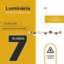 Ver imagem 4 de Pendente Lustre de Teto Jabuticaba de Alumínio Bronze com 7 Globos Vidros Fosco Decoração Casa