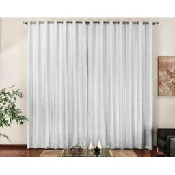 Cortina Voil Xadrez Branco Forro Micro Fibra 4,00 x 2.30 Ilhós Cromado - 1