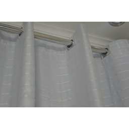 Cortina Voil Xadrez Branco Forro Micro Fibra 4,00 x 2.30 Ilhós Cromado - 3