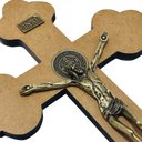 Ver imagem 5 de Crucifixo Cruz de Parede Medalha de São Bento Madeira Mdf 25 Cm