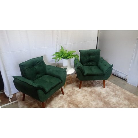 Kit 02 Poltrona Opala Suede Verde-PANDORA DECOR