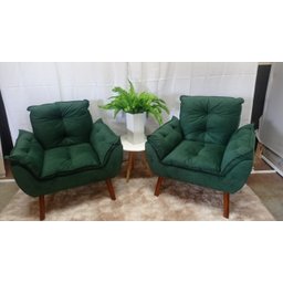 Kit 02 Poltrona Opala Suede Verde-PANDORA DECOR - 2