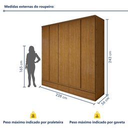 Guarda Roupa Casal 5 Portas com 9 Gavetas 100% MDF Urbano - 3