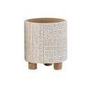 Ver imagem 1 de Cachepot Étnico em Cimento Tribal Redondo Pés Madeira 12cm