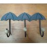 Cabides três ganchos em formato de guarda chuva artesanal de ferro e madeira oferta só hoje - 2