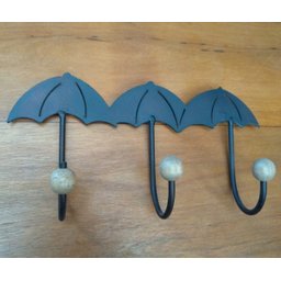 Cabides três ganchos em formato de guarda chuva artesanal de ferro e madeira oferta só hoje - 1