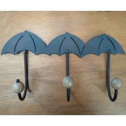 Cabides três ganchos em formato de guarda chuva artesanal de ferro e madeira oferta só hoje - 3