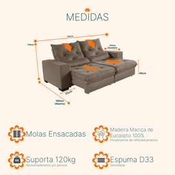 Sofá Retrátil e Reclinável 1,80m Suede Isis - 4