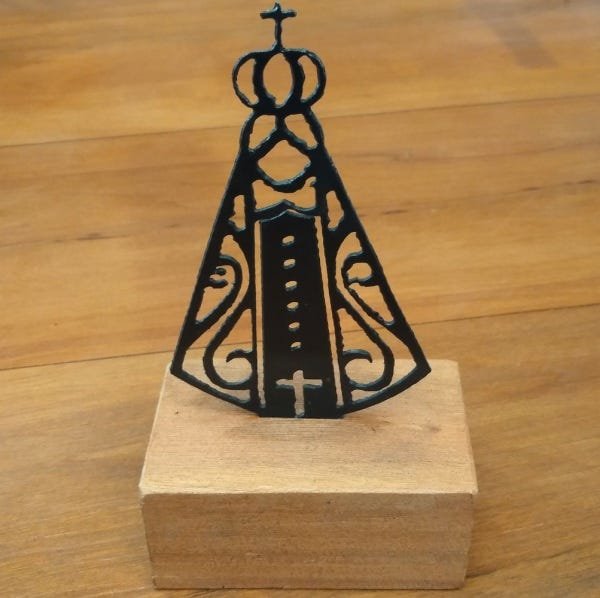 Enfeite religioso pedestal de Nossa Senhora para salas quartos escritórios lojas artesanato rústico - 5