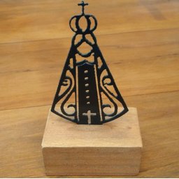 Enfeite religioso pedestal de Nossa Senhora para salas quartos escritórios lojas artesanato rústico - 5