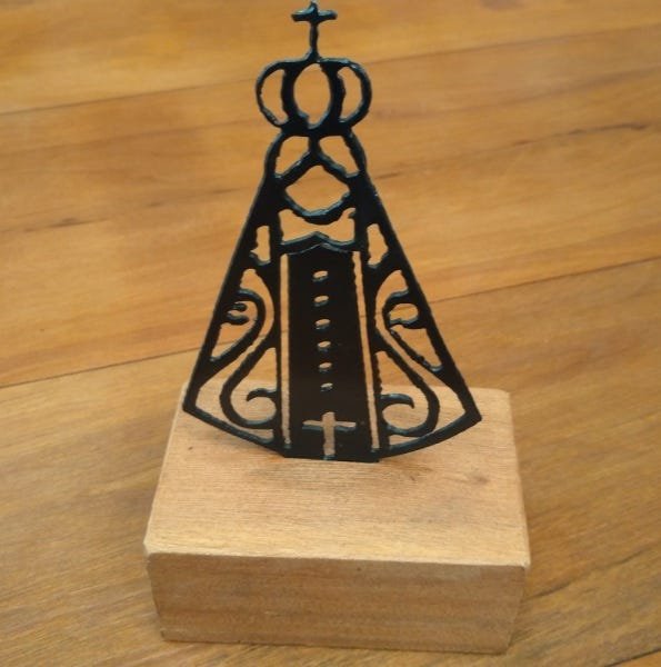 Enfeite religioso pedestal de Nossa Senhora para salas quartos escritórios lojas artesanato rústico - 3