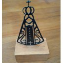 Ver imagem 2 de Enfeite religioso pedestal de Nossa Senhora para salas quartos escritórios lojas artesanato rústico