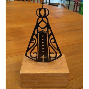 Enfeite religioso pedestal de Nossa Senhora para salas quartos escritórios lojas artesanato rústico