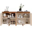 Ver imagem 4 de Aparador Buffet Sala Sense 4 Portas 160cm com Pés de Madeira Offwhite - Rede Móveis
