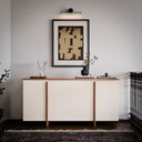 Ver imagem 2 de Aparador Buffet Sala Sense 4 Portas 160cm com Pés de Madeira Offwhite - Rede Móveis