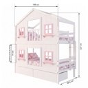 Ver imagem 4 de Beliche Infantil Casinha Dos Sonhos com Gavetas e Fechamento Inferior em Madeira Maciça Branco/Rosa