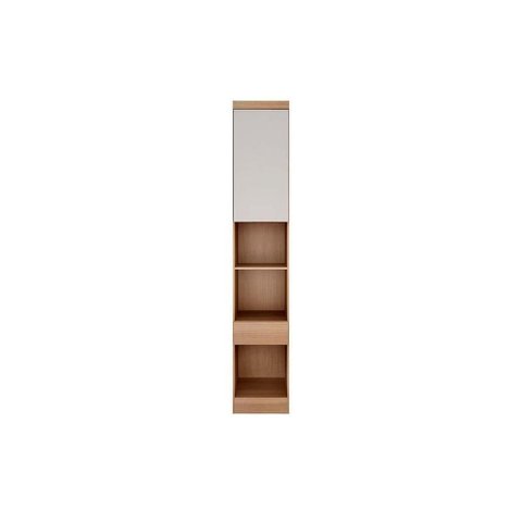 Módulo de Quarto Solteiro Armário Mesa de Cabeceira Rizon-linea C- 1 Porta e 1 Gaveta Cumaru-fendi