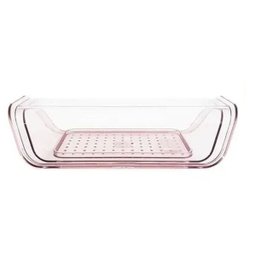 Kit Queijeira Acrílica + Manteigueira Transparente Rosa Uz com Nf - 6