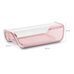 Kit Queijeira Acrílica + Manteigueira Transparente Rosa Uz com Nf - 9
