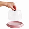 Kit Queijeira Acrílica + Manteigueira Transparente Rosa Uz com Nf - 7