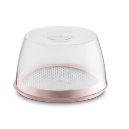 Kit Queijeira Acrílica + Manteigueira Transparente Rosa Uz com Nf - 5