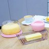 Kit Queijeira Acrílica + Manteigueira Transparente Rosa Uz com Nf - 2