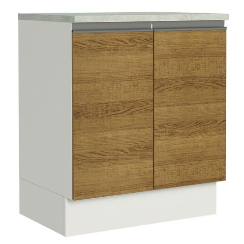 Balcão de Cozinha Madesa Glamy 70cm 2 Portas Branco Rustic