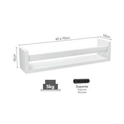 Prateleira Revisteiro Prat-K Decorare 10x45cm Branco - 2