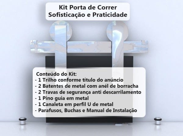 Kit Para Porta De Correr 2,50 Metros + 1 Par De Roldanas - 2