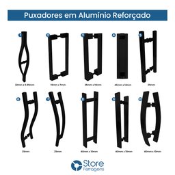 Puxador Concha Embutir Alumínio Porta Correr Preto 37 Cm - 4
