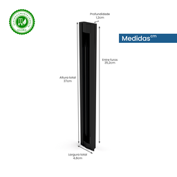Puxador Concha Embutir Alumínio Porta Correr Preto 37 Cm - 3
