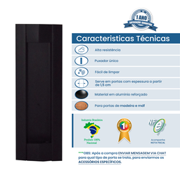 Puxador Concha Embutir Alumínio Porta Correr Preto 37 Cm - 2