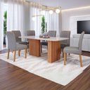 Ver imagem 2 de Sala de Jantar 180x90cm Tampo Mdf/vidro 6 Cadeira Cimol Ester Cimol Cinamomo/off/mad/linho Grafite