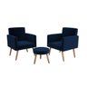Kit 2 Poltronas Decorativas e 1 Puff Dallas - Azul Marinho - 2
