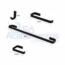 Ver imagem 1 de Kit Acessórios para Banheiro 4 Peças Preto Fosco Aço Inox Quadrado Luxo