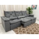 Ver imagem 2 de Sofá Retrátil e Reclinável 2,70m em Tecido Veludão C/pillow Nos Braços Athenas:cinza/270cm