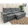 Sofá Retrátil e Reclinável 2,70m em Tecido Veludão C/pillow Nos Braços Athenas:cinza/270cm - 2